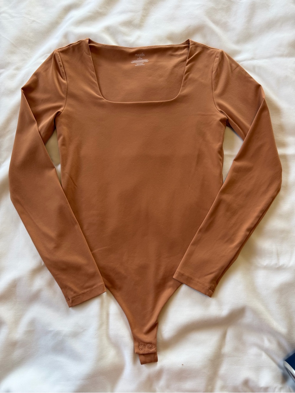 nuuds Long Sleeve Square Neck Bodysuit in clay